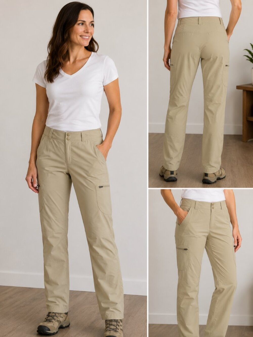 L.L.Bean Vista Trekking Pants Size 6 Khaki Hiking Trail Stretch 280426